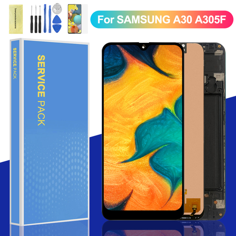 ЖК-дисплей для Samsung Galaxy A30, сенсорный экран с дигитайзером в сборе для Samsung Galaxy A30, A305/DS, A305F, A305FD, A305A, ЖК-экран ► Фото 1/6