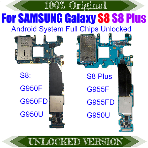 Материнская плата для Samsung Galaxy S8 Plus G955FD G950FD G950F G955F G955U, 64 ГБ, оригинальная, разблокированная, с чипами, материнская плата Android OS, логическая плата ► Фото 1/2