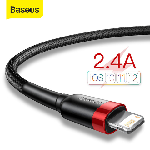 USB-кабель Baseus для iPhone 11 Pro Max Xs X 8 Plus, кабель 2,4 А, кабель для быстрой зарядки для iPhone 7 SE, зарядный кабель, USB-кабель для передачи данных ► Фото 1/6
