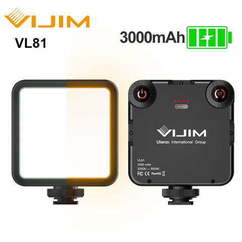 Светодиодный мини-светильник Ulanzi VIJIM VL81 3200k-5600K с регулируемой яркостью для видеосъемки смартфонов, SLR-камер, перезаряжаемый Vlog, 3000 мАч, запол... ► Фото 1/6