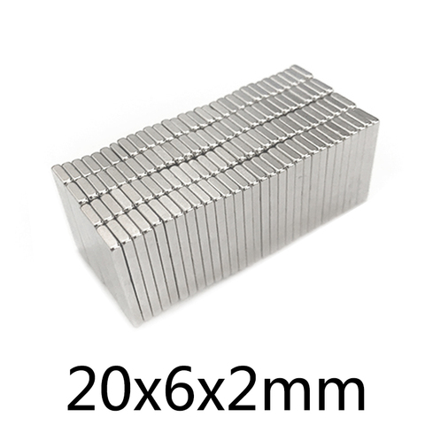20 Вт, 30 Вт, 50 шт. 20x6x2 мм NdFeB неодимовый магнит блок Супер магнитный съемник для жестких бирок для электронного отслеживания товара магниты постоянный неодимовый магнит 20x6x2 мм N35 20*6*2 мм ► Фото 1/4