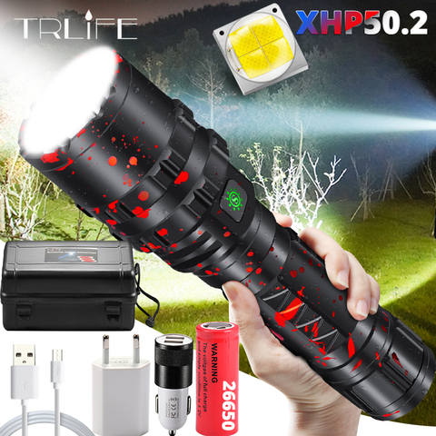 Светодиодный фонарик XHP50.2, самый мощный охотничий фонарь Xlamp охотничий L2, водонепроницаемый фонарь с 5 режимами переключения, фонарик с бата... ► Фото 1/6