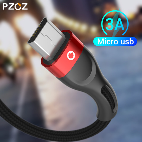 Кабель Micro USB PZOZ 3A, кабель для быстрой зарядки Micro usb, зарядный кабель для Samsung S7, Xiaomi Redmi 7A, Note5, Android, телефонный кабель ► Фото 1/6