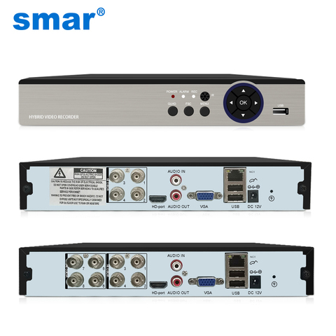 Видеорегистратор Smar 5 в 1 для системы видеонаблюдения, гибридный видеорегистратор 5 м-н 4 канала 8 каналов 5 м-н AHD H.265 для аналоговой IP-камеры AHD,... ► Фото 1/6