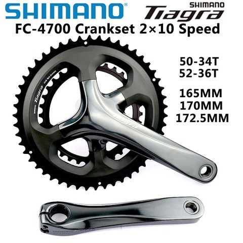 Набор крикеров Shimano Tiagra FC 4700 holowtech II, 10 скоростей, 165 мм/170 мм/172,5 мм, 50-34 Т, 52-36 т, дорожный велосипед, 2x10 скоростей ► Фото 1/5