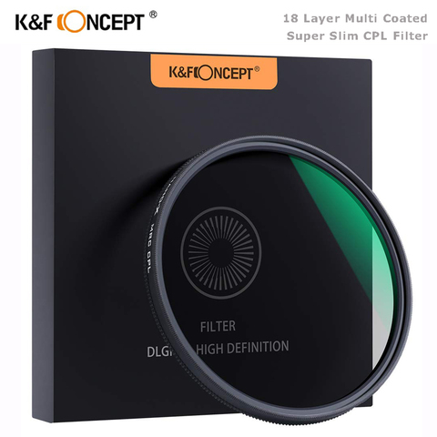 K & F Concept 52 мм 58 мм 62 мм 67 мм 72 мм 77 мм 82 мм Nano-X Тонкий CPL-фильтр круговой поляризационный фильтр для объектива для камеры Canon NIKON Sony ► Фото 1/6