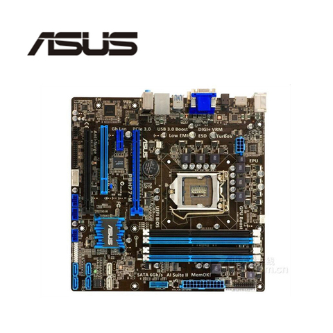 Материнская плата для ASUS 1155, LGA DDR3 для ПК Intel H77 P8H77 SATA II PCI-E X16, б/у ► Фото 1/1
