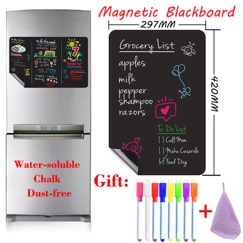 A3 Size Magnetic Blackboard Chalkboard Fridge Sticker Dust-free Chalk Board for Kids School Supplies Office Supplies Black Table ► Фото 1/6