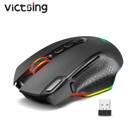 VicTsing PC282 Беспроводной игровой Мышь Перезаряжаемые эргономичный мышей с 10 программируемых кнопок пригодятся для до 10000 Точек на дюйм RGB подсветкой для ПК ► Фото 1/6