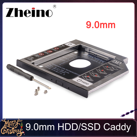 Zheino Алюминиевый жесткий диск 9,0 мм, 2-й жесткий диск SSD Caddy 2,5 SATA к SATA рамка Caddy HDD Чехол-адаптер отсек для ноутбука, ноутбука, компакт-дисков/с. Д. ► Фото 1/6