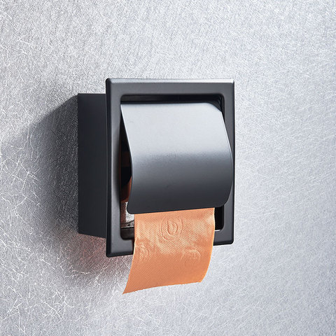 Настенный держатель для туалетной бумаги в ванную комнату, матовый черный/хромированный держатель для туалетной бумаги, стойка для полотенец, рулонная бумажная коробка, аксессуары для ванной комнаты ► Фото 1/6