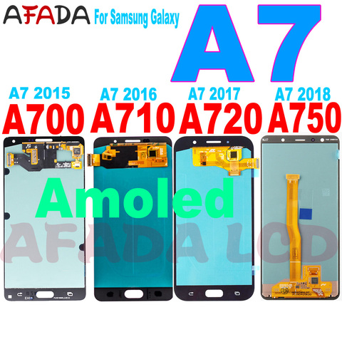 ЖК-дисплей Super Amoled A7 для Samsung Galaxy A7 2015 2016 2017 A700 A710 A720 A750, ЖК-дисплей, сенсорный экран, дигитайзер, замена ► Фото 1/6