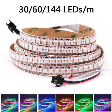 Светодиодная ленсветильник WS2812B RGB SMD 5050, 5 в постоянного тока, 30/60/144 светодиодов/м, полноцветная Пиксельная лампа s, водонепроницаемая гибкая ... ► Фото 1/6