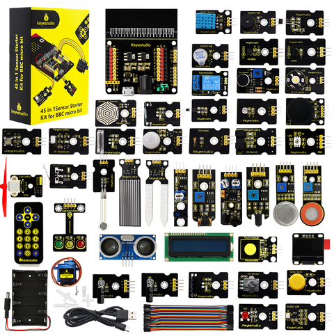 Keyestudio 45 в 1 датчик стартовый набор электронный Diy набор для BBC Micro: бит + 45 проектов W/Подарочная коробка ► Фото 1/6