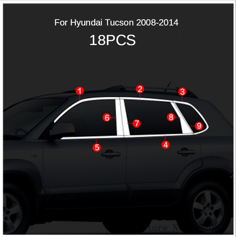 Нержавеющая сталь Полный каркас подоконник с декоративным окном наклейки для Hyundai Tucson 2008 2009 2010 2011 2012 2013 2014 ► Фото 1/5
