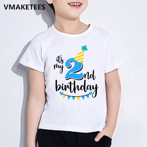 Детская футболка с надписью «Happy Birthday Number 1-9», забавная футболка для девочек и мальчиков с цифрой в подарок на день рождения, забавная одежда ... ► Фото 1/6