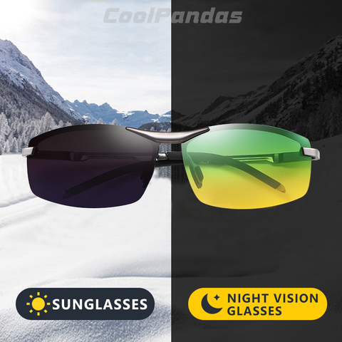 Мужские фотохромные солнцезащитные очки CoolPandas 2022, поляризационные солнцезащитные очки с функцией ночного видения, UV400 ► Фото 1/6