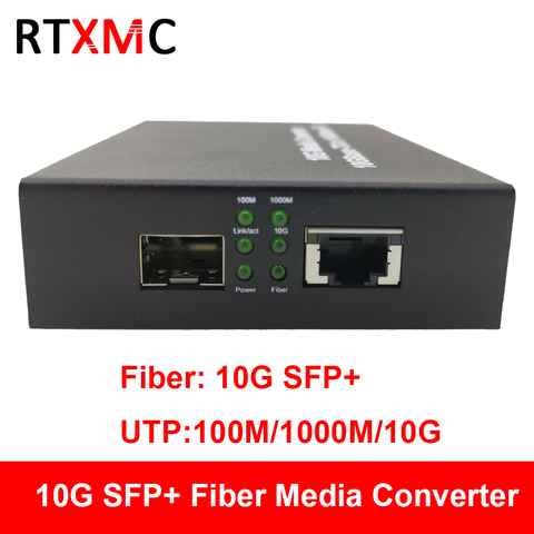 10G Расширенный SFP + медиа конвертер 10GBase-T Ethernet переключатель RJ45 в оптический Волоконно-оптический приемопередатчик FTTH инструмент DC ► Фото 1/6
