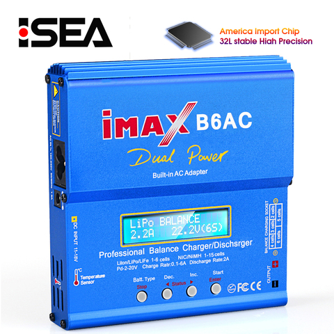 HTRC iMAX B6 AC RC зарядное устройство 80 Вт B6AC 6A двухканальный баланс зарядное устройство цифровой ЖК-экран Li-Ion Nimh Nicd Lipo зарядное устройство ► Фото 1/6