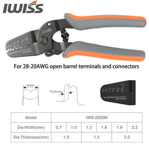 IWS-2820 щипцы плоскогубцы IWISS мини микро-открыть баррель Запчасти для прессовочной машины для AWG28-20 Джем Molex Tyco JST2.54 с штепсельными вилками и соединителями ► Фото 1/6