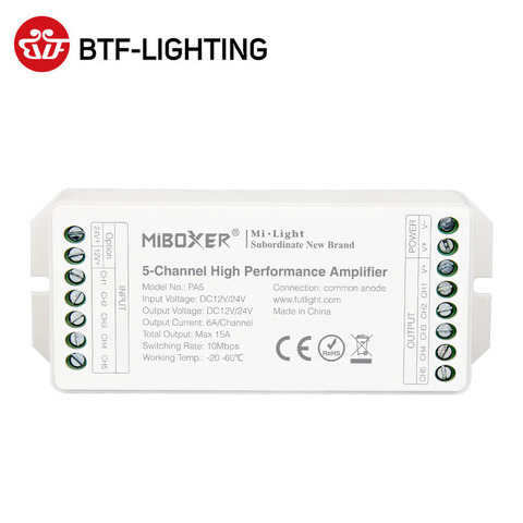 DC12-24V 5-канальный высокоскоростной Усилитель для 3528 5050 SMD RGB RGBW RGBCCT светодиодная ленсветильник 15A 360W ► Фото 1/6