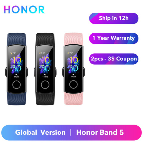 Оригинальный Honor Band 5 браслет Смарт-глобальная версия сердечного ритма содержания кислорода в крови монитор сенсорный Экран активно-матрич... ► Фото 1/6