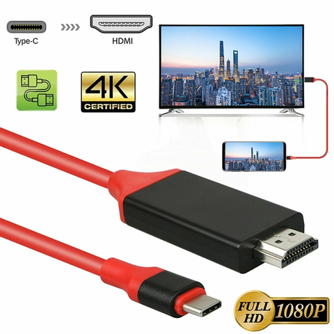 1080P HDMI кабель 2 м Type-C к HDMI Micro USB C к HDMI HD TV кабель адаптеры для Samsung S9/S8/Note 9 Huawei USB-C HDMI кабель ► Фото 1/6