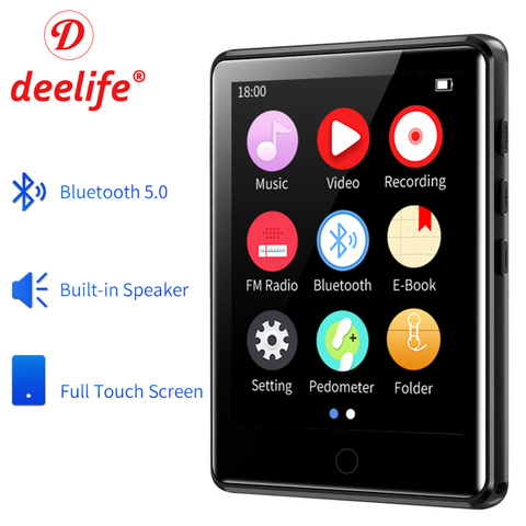 Mp3 плеер Deelife, Bluetooth 5,0, полный сенсорный экран, портативный музыкальный MP 3 Play с fm-радио, электронная книга, запись видео, шагомер ► Фото 1/6