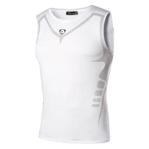 Jeansian Спортивная майка-топ без рукавов, футболка для бега Grym Workout Fitness Slim Compression LSL207 White2 ► Фото 1/6