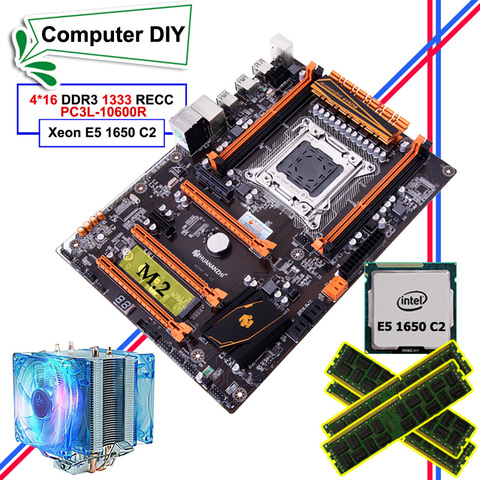 Скидка комплект материнской платы HUANANZHI deluxe X79 LGA2011 материнская плата с M.2 ЦП Xeon E5 1650 C2 с кулером ОЗУ 64 ГБ (4*16 Гб) ► Фото 1/1