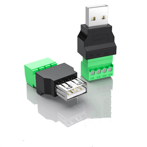 1 шт. 4-контактный разъем USB 2,0 типа A, штекер-гнездо, USB разъем с защитным разъемом USB 2,0 для винтового разъема ► Фото 1/4