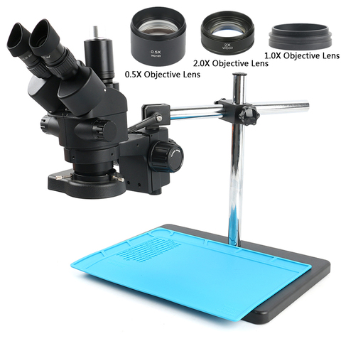 Промышленный лабораторный микроскоп 3.5X 7X 45X 90X, микроскоп Simul-focal стерео, тринокулярный микроскоп, набор для ремонта пайки печатных плат ► Фото 1/5