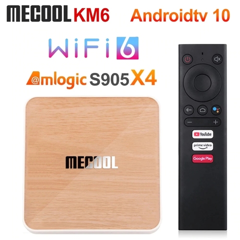 ТВ-приставка Mecool KM6 A TV Amlogic S905X4 Android 10 4 Гб 64 Гб Wifi 6 BT5.0 Google сертифицированная поддержка AV1 USB3.0 1000 м телеприставка ► Фото 1/6