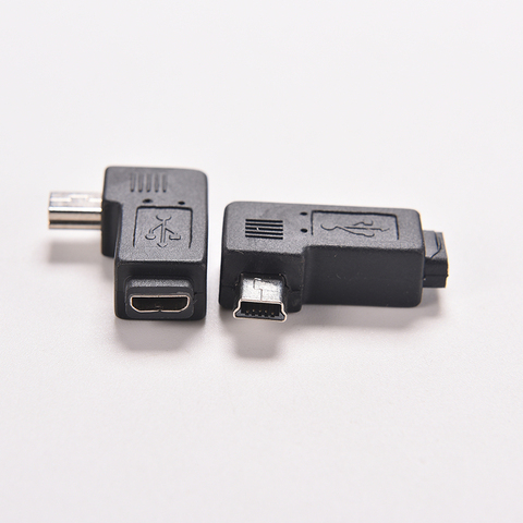 Адаптер Mini USB Type A папа-Micro USB B мама под углом 90 градусов с левым углом ► Фото 1/6