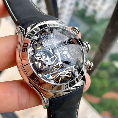 Мужские часы с автоподзаводом Reef Tiger/RT, стальные часы с турбийоном, календарь на год, RGA703 ► Фото 1/6