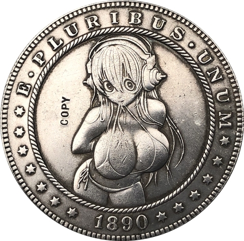 Hobo никелевая монета 1890-CC США Morgan Dollar, копия типа 79 ► Фото 1/3