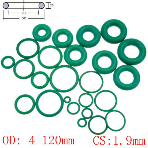 Зеленое фторрезиновое уплотнительное кольцо FKM, уплотнительное кольцо, масляная уплотнительная прокладка CS 1,9 мм, внешний диаметр 4-120 мм ► Фото 1/5