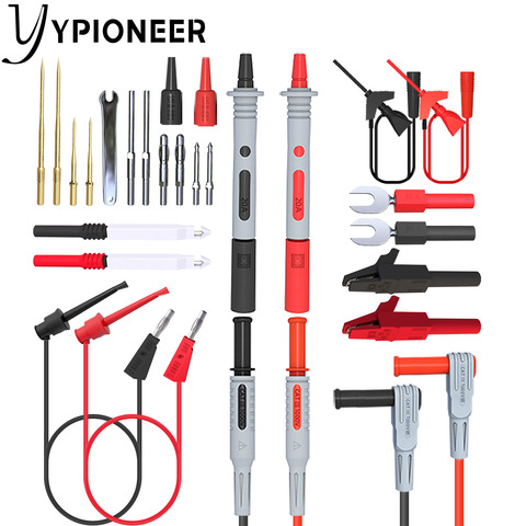 Силиконовые Щупы для мультиметра YPioneer P1308D, Набор сменных позолоченных прецизионных острых щупов с зажимом крокодила ► Фото 1/6
