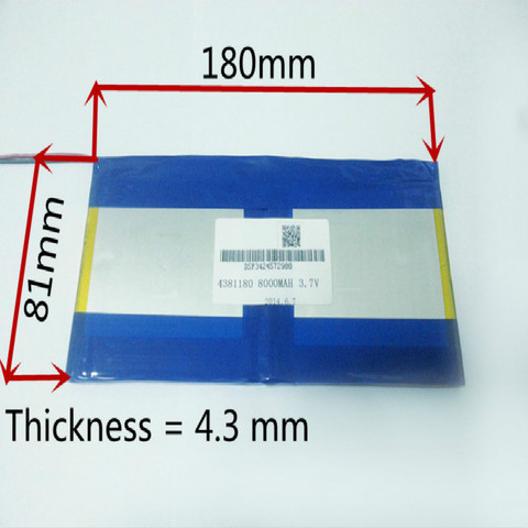 3,7 V,8000mAH,[4381180] PLIB (полимерный литий-ионный аккумулятор) литий-ионный аккумулятор для планшетного ПК, PIPO M9 pro 3g / max M9 quad core ► Фото 1/2