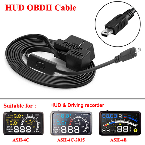 16 Pin HUD жильный кабель головой вверх Дисплей OBD кабель переключателя гибкий кабель авто провода с выключателем OBD2 диктофон кабель 180 мм ► Фото 1/6