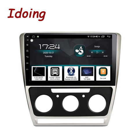 Автомагнитола Idoing 10,2 дюйма, 1DIN, 2.5D, Android, мультимедийный плеер для Skoda Octavia 2007-2014, 4 Гб + 64 ГБ, GPS-навигация, быстрая загрузка, Wi-Fi ► Фото 1/6