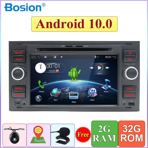32G 2 Din Android 10,0 четырехъядерный автомобильный DVD-плеер, GPS навигация WIFI 4G для FORD S-Max Kuga Fusion Transit Fiesta Focus Camera ► Фото 1/6