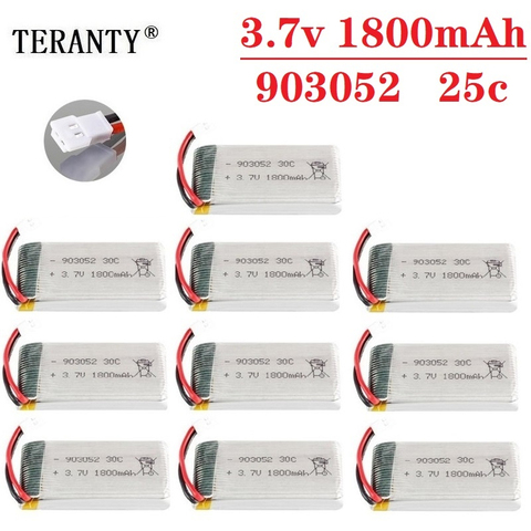 1/2/5/10 шт., перезаряжаемые батареи 3,7 в 1800 мАч для SYMA X5SW X5 X5S X5C M18 H5P KY601S 903052 3,7 в, литий-полимерный аккумулятор с вилкой XH2.54 ► Фото 1/6