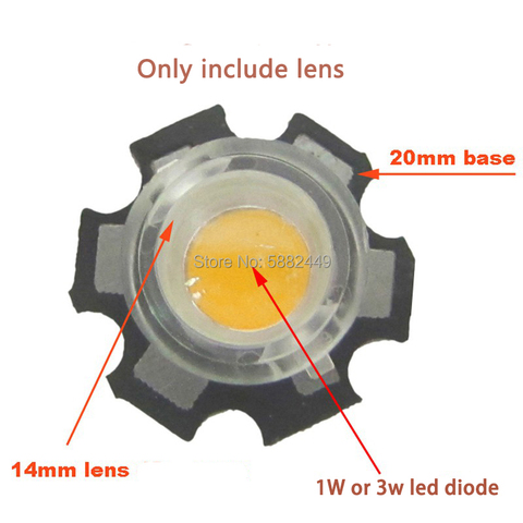 10 шт./лот 14 мм 15 30 45 60 90 100 градусов прозрачные светодиодные линзы для 1 Вт 3 Вт 5 Вт светодиодные лампы (без светодиодной лампы и основания звезды) ► Фото 1/5