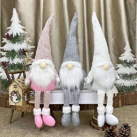 Рождественские кукла Санта Gnome сидящие длинные ножки без лица куклы-эльфы украшения 2022 Новогодние рождественские украшения для дома ► Фото 1/6