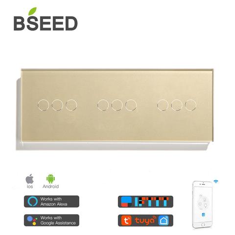 Светильник BSEED 9 Gang sm, сенсорный выключатель, Wifi, беспроводной, белый, черный, золотой, Поддержка Google Alexa Tuya Smart Life App ► Фото 1/6