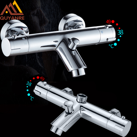 Набор термостатических смесителей для душа Quyanre, кран для ванной, для горячей и холодной воды с клапаном ► Фото 1/6