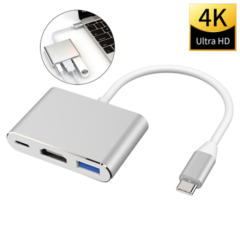 Адаптер кабеля USB-C в HDMI 3 в 1 для Samsung Huawei Apple Mac NS Usb 3,1 Type C к HDMI 4K ► Фото 1/6