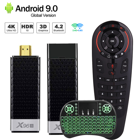 X96S Android 9,0 Smart TV Box Мини ПК ТВ Стик DDR4, 4 Гб оперативной памяти, 32 Гб встроенной памяти, процессор Amlogic S905Y2 2,4/5G двойной WI-FI BT4.2 4K HD VS X96 Макс Медиа плеер ► Фото 1/6