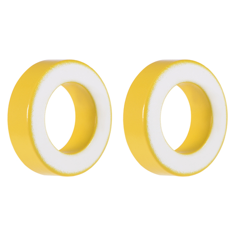 Ферритовое кольцо uxcell, металлические Порошковые тороидные сердечники для шоколадок желтого и белого цвета, 2 шт. ► Фото 1/4